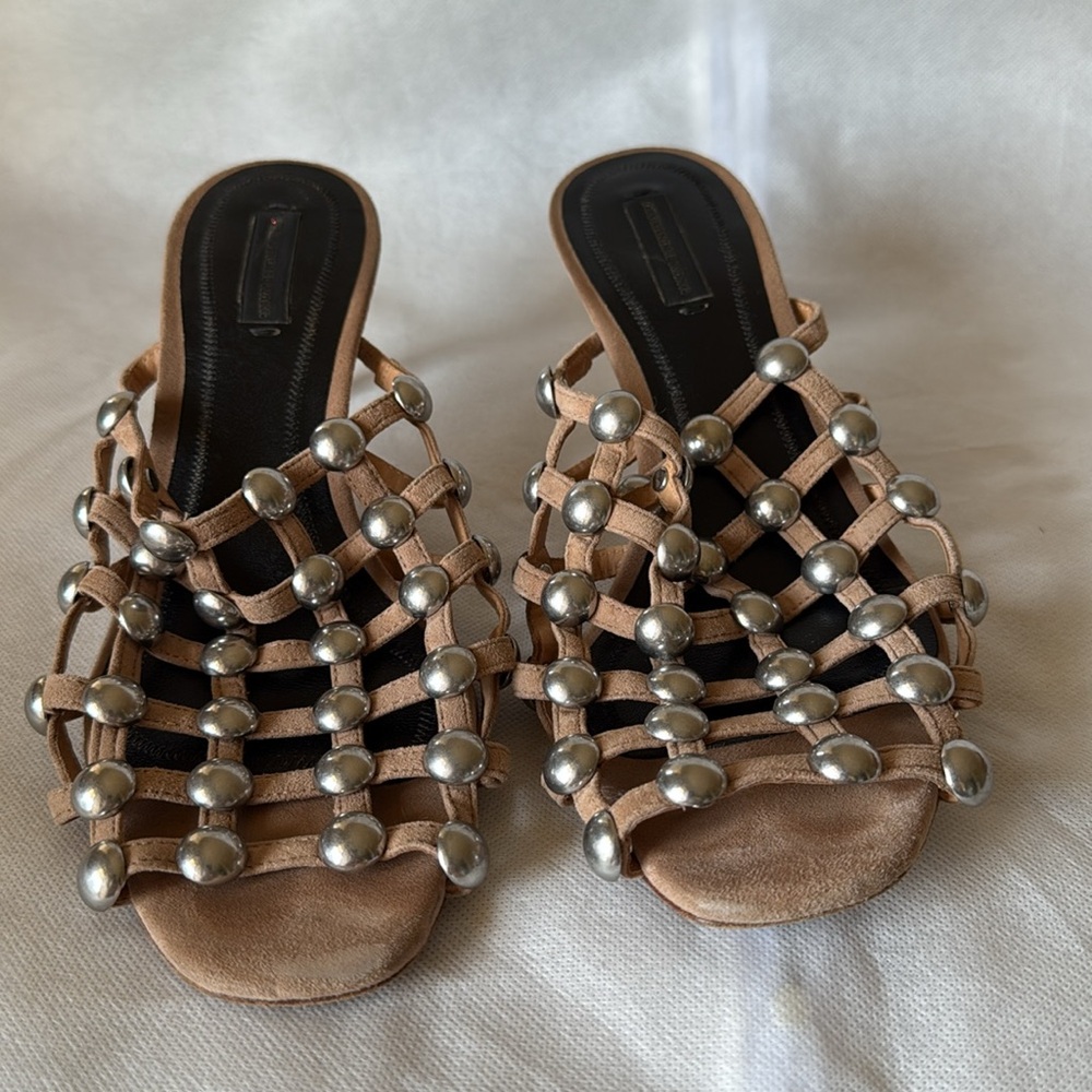 Alexander Wang Leather Cutout Sandals low heel - Picture 2 of 5